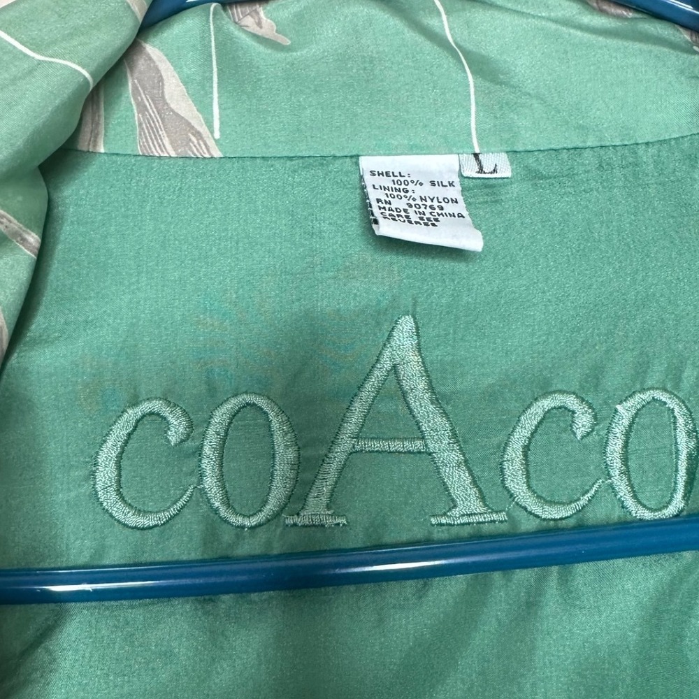 Coaco 90s VTG 100% Silk Nylon Tulip Print Tracksuit Jacket Pants Set Women's L - Picture 6 of 11